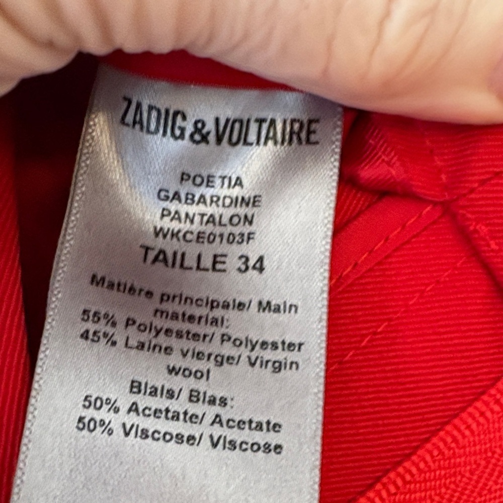 Zadig & Voltaire Bold Red Women's Trousers - Picture 9 of 11